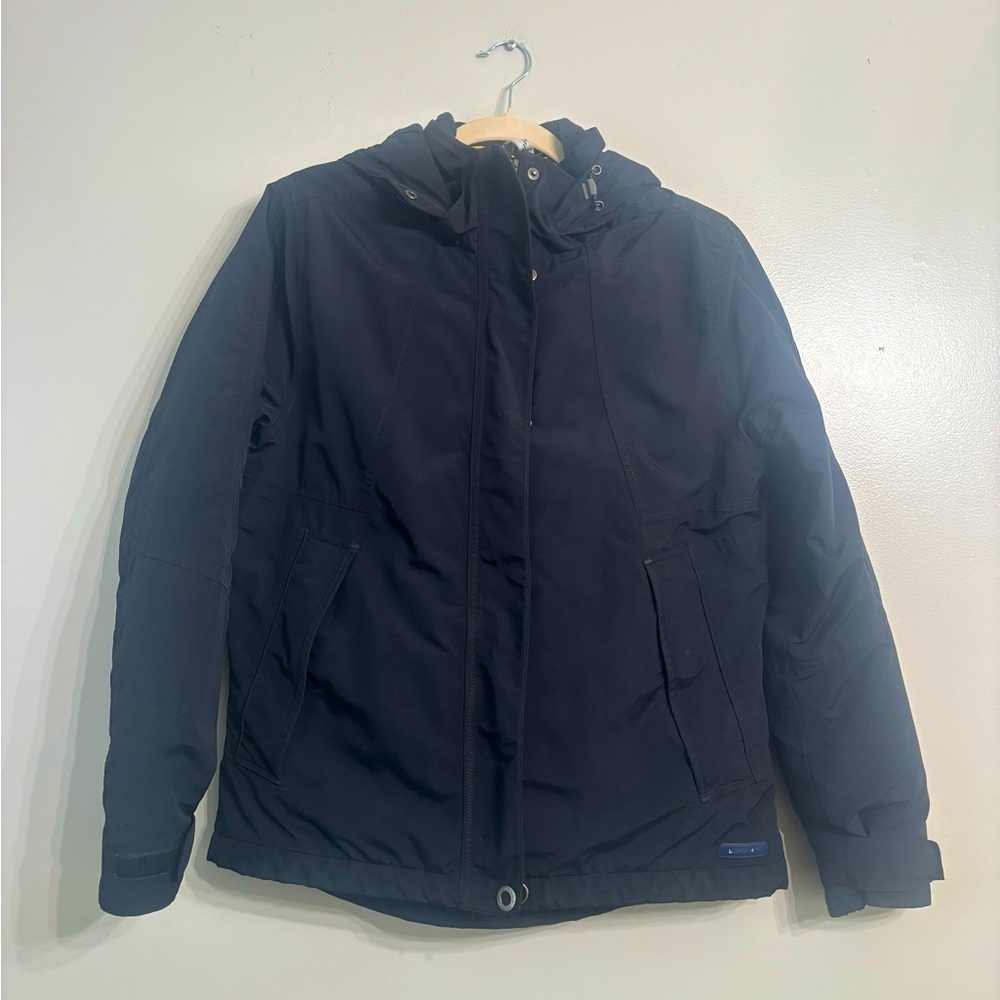 LANDS’ END Squall Small Black Hooded Waterproof Insulated Coat Jacket